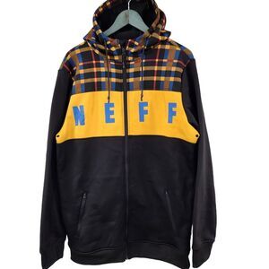 Neff Flint Shredder Hoodie Men's Size Large‎ Black / Yellow / Blue